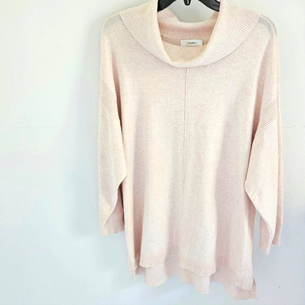 CJ Banks pale pink cowl neck sweater